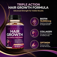LUVVITA Capsules capillaires personnalisées en gros, vitamines à la biotine, favorisent des cheveux plus épais pour les adolescentes et les femmes adultes, 60 capsules OEM