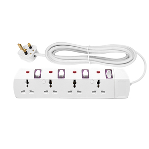 EAU Dubaï Électrique Plat Multi Plug Universel Prise D'extension De Puissance Prise UK 3M 5M Câble 4 Voies 4 Gang <span class=keywords><strong>ESMA</strong></span> 10A/13A Cuivre Plastique - Product Image 1