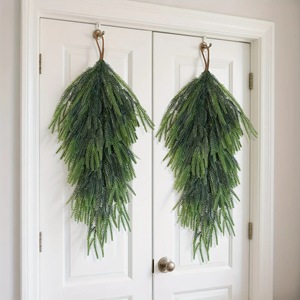 Guirlande de Noël artificielle en <span class=keywords><strong>sapin</strong></span> noble, verdure de pin au toucher réel, guirlande suspendue en forme de larme pour porte d'entrée, cheminée, décoration de fêtes - Product Image 1