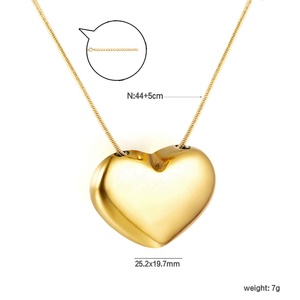 Collar con Colgante de Corazón Grueso y Liso, de Acero Inoxidable, Chapado en Oro de 18k, Resistente al Agua y al Deslustre, Estilo Europeo, para Mujer - Product Image 2