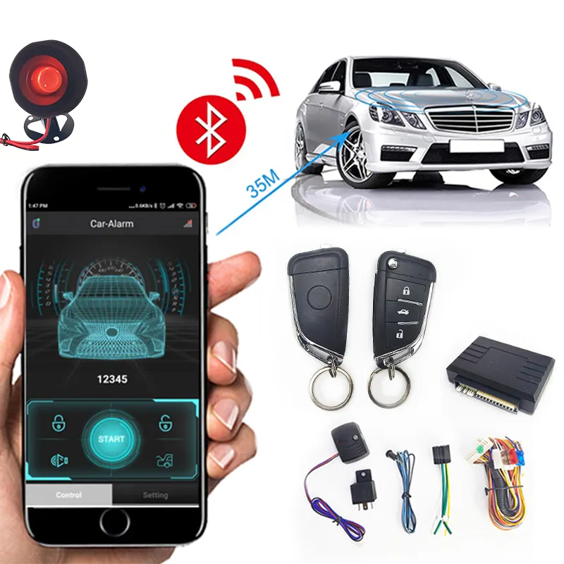 APP Mobile facile da usare compatibile con il normale sistema di allarme per auto parlante BT con telecomando originale 433.92/370/315MHz