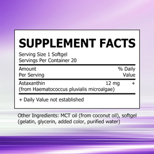 OEM ODM Astaxanthin Softgels MCT Oil 12MG Naturally Occurring Carotenoid Antioxidant Promote Overall Wellness Dietary Splement - Product Image 2