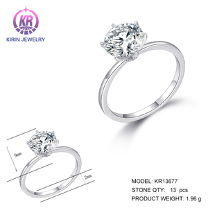 แหวนแต่งงานทรงกลมเงินแท้ คิริน ไซส์ 6 7 8 9 ไม่หมอง 2 กะรัต GH VVS มอยส์ซาไนต์ สำหรับผู้หญิง - Product Image 2
