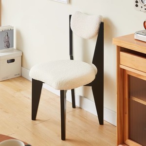 Nordic Style Solid Wood <b>Dining</b> <b>Chair</b> With Lamb Wool Upholstery For Bedroom Study Living Room - Product Image 1