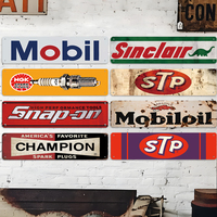 Pintura Vintage de Metal con Impresión UV de Marcas de Aceite para Autos, Decoración Retro para Pared de Garaje, Mobil, STP, Champion