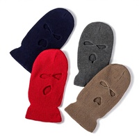 Gorro de punto de tres agujas de moda para comercio exterior, de Spandex/Poliéster, tipo pasamontañas, para ciclismo, resistente al frío, con logo bordado, unisex, para exteriores.