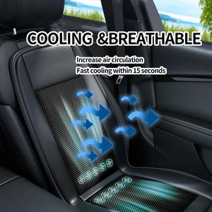 Refroidisseur de siège de voiture intelligent 12V/24V avec système de circulation d'air 3D - Cuir microfibre de luxe et coussin ventilé en maille pour <span class=keywords><strong>Tesla</strong></span>, SUV, camion - Product Image 4