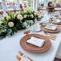 Vaisselle en rotin Assiette de présentation Matériau naturel tissé Vaisselle Restaurant Dîner de mariage Assiettes de présentation Vente en gros