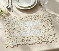 Napperons élégants en PVC brodés à motif classique doré 30x45cm, antidérapants, TUOTU, pour une mise en scène de table luxueuse pour les salles à manger à domicile
