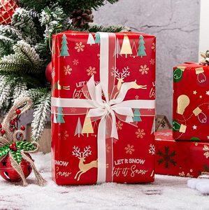 Christmas Gift Wrapping <b>Paper</b> Red Snowflake Deer Snowflake Star <b>Pattern</b> Coated Art <b>Paper</b> For New Year Holiday Gift Packaging - Product Image 1