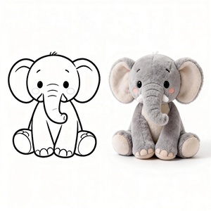 Peluche Personalizzato a Forma di Elefantino con Orecchie Grandi, Morbido e Ipoallergenico in Velboa, 28cm, Regalo per San Valentino - Product Image 1