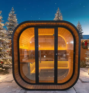 Cabina de sauna exterior de abeto carbonizado para 4-6 personas, con ventana panorámica HELIUS, tradicional, resistente a la intemperie, con estufa. - Product Image 1