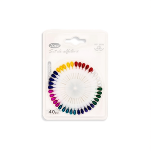 Set di spilli Ilan da 40 pezzi, multicolori, a forma di pera, per cucito - Product Image 1