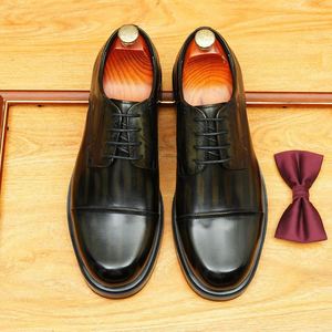 Chaussures décontractées carrées pour hommes, design original, mocassins Oxford à lacets, dessus en cuir, légères, respirantes, antidérapantes, pour l'extérieur - Product Image 4