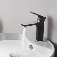 Robinet de salle de bain en acier inoxydable à un seul trou ; Robinet mélangeur moderne finition noire