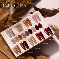 Série Thé Glacé – Vernis à Ongles Gel UV 9 Couleurs – Lot de 15ml – Nude, Marron, Caramel, Rouge – Gel Polish LED Soak Off pour Salon de Manucure et DIY