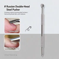 Pousse-cuticules double extrémité russe TSZS en acier inoxydable, outil de préparation des ongles pour salon de manucure