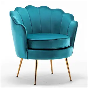 Chaise élégante d'accent de chaise de baril de velours tapissée par loisirs de luxe modernes avec des jambes en métal