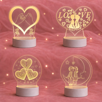 Lampe de nuit LED 3D à illusion optique, moderne et originale, à piles DC, en acrylique, avec 3 interrupteurs tactiles européens interchangeables, certifiée CE, idéale comme cadeau de mariage