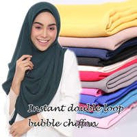 Offre Spéciale Malaisie Foulard Musulman Femmes Instantanée Double Boucle Bulle En Mousseline De Soie Hijab