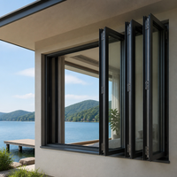 Fenêtre pliante accordéon double vitrage insonorisée JUNYAO pour usage commercial, en aluminium 6063-T5, certifiée NFRC CE, ODM pour hôtels