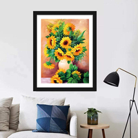 Vente en gros de peinture à pois en diamant Impression sur toile 5d Tournesols Image DIY Kits de peinture en diamant Art mural moderne
