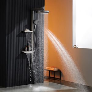 ชุดฝักบัวติดผนังแบบมินิมอล พร้อมชั้นวางของสองชั้น จอแสดงผลดิจิตอล ไฟสร้างบรรยากาศ  ฮาร์ดแวร์ห้องน้ำคุณภาพสูง - Product Image 6