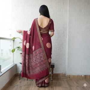 Sari de Seda Modal Premium, Suave y Ligero, Diseño Floral Étnico Moderno, Largo hasta el Suelo, para Festivales y Fiestas, Venta al Por Mayor para Exportación - Product Image 3