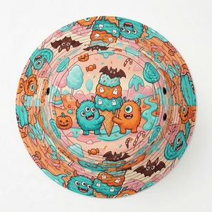 Sombrero de Pescador con Diseño de Dibujos Animados de Candylands, Estilo Urbano, Colorido, para Halloween, Unisex, para Adultos, Verano, Moda para Exteriores, Poliéster/Algodón - Product Image 2