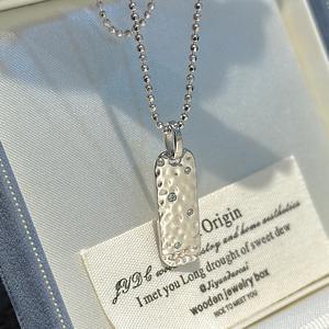 Collar de Plata de Ley S925 con Colgante de Luna de Lava, Color Brisa Fresca, Textura de Alta Gama, Cadena para Clavícula, Colgantes y Dijes Finos - Product Image 4