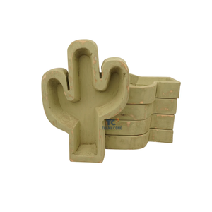 Tazón de madera para masa, diseño de cactus de Color personalizado, para el hogar Decoración rústica, vela encerada, barco para ventas al por mayor - Product Image 1