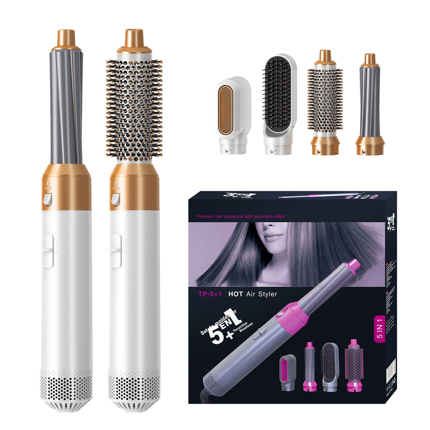 Устройство для укладки волос Flexstyle 5 в 1, стайлер с деформацией для волос, инструмент для волос в домашнем салоне, для сухой и влажной завивки, одношаговый Набор для выпрямления, с горячим воздухом