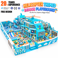 Structure de jeu intérieure pour enfants sur le thème de l'hélicoptère, avec piscine à balles, toboggan et tunnel en spirale, fabrication directe d'usine