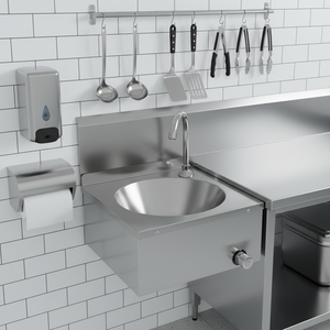 Knee Operated Wall Mount Hand Sink - Food Grade Stainless Steel Hygienic Wash Basin for Commercial Use - Product Image 1