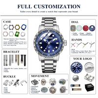 Montre de plongée étanche 300m avec logo personnalisé, mouvement mécanique automatique NH35, acier inoxydable, lunette rotative luminescente, montre-bracelet
