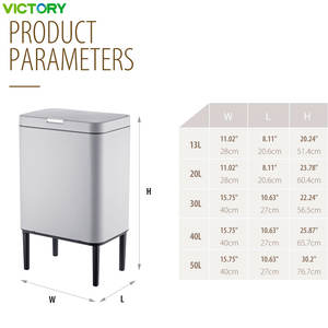 Cubo de Basura de Acero Inoxidable con Tapa a Presión y 4 Patas Altas, Disponible en 13L, 20L, 30L, 40L, 50L para Cocina y Sala de Estar - Product Image 2