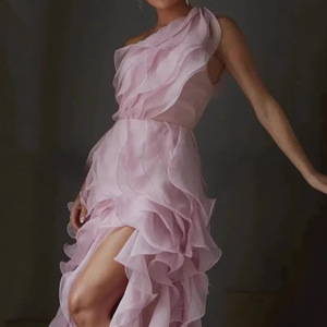 Abito <span class=keywords><strong>Lungo</strong></span> Sexy da Donna <span class=keywords><strong>con</strong></span> Collo all'Americana in Chiffon Senza Maniche <span class=keywords><strong>con</strong></span> <span class=keywords><strong>Spacco</strong></span> in <span class=keywords><strong>Pizzo</strong></span> Stile Europeo e Americano - Product Image 2