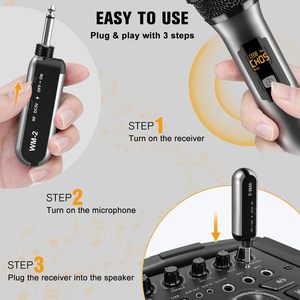 <b>Wireless</b> Dynamic Handheld Microphone Set Rechargeable UHF <b>Receiver</b> Noise Cancelling 200ft Range Plug Play Cordless Metal - Product Image 3