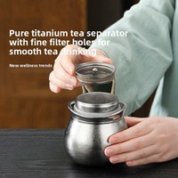 Ensemble théière et tasse de bureau MULLY en titane pur, forme gourde - Contenants isothermes pour une boisson saine