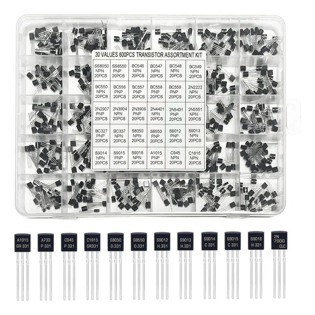 600PCS TO-92 Transistors and Diodes 30 Types 20 of Each Type BC337 BC547 BC557