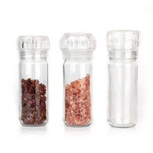 Wholesale manual 100ml glass spice bottle Adjustable salt and pepper grinder mill