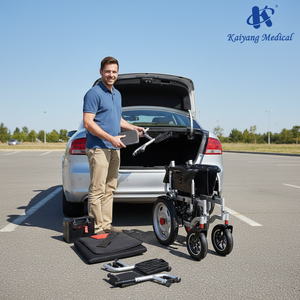 Sedia a rotelle pieghevole leggera in lega di alluminio leggera, - Product Image 1