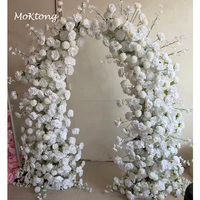 Arche de mariage MoKtong de haute qualité, personnalisée, blanche et rose, en gros, avec fleurs artificielles en soie pour décoration de fond