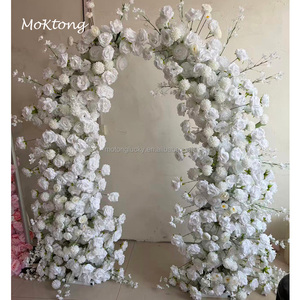 MoKtong Hochwertiger Maßgefertigter Weißer und Rosa Rosen-Hochzeitsbogen Großhandel Künstliche Seidenblumen Hintergrund-Dekoration - Product Image 2