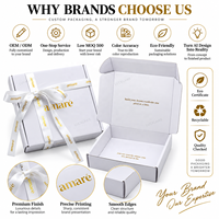Luxus-Schmuckverpackung Goldfolie Heißprägung Weiße Parfüm-Kosmetik-Schmuck Papier-Versandverpackung Box mit Band