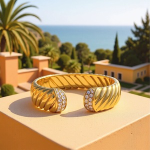 Fashion <span class=keywords><strong>David</strong></span> Kadın Titanyum Bileklik 15mm Altın/Gümüş Kaplama Yıldönümü İçin - Product Image 1