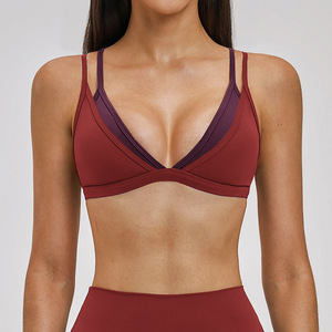 Soutien-gorge de sport antichoc à maintien élevé pour femme, rembourré, color block, pour yoga, fitness, entraînement et course à pied - Product Image 4