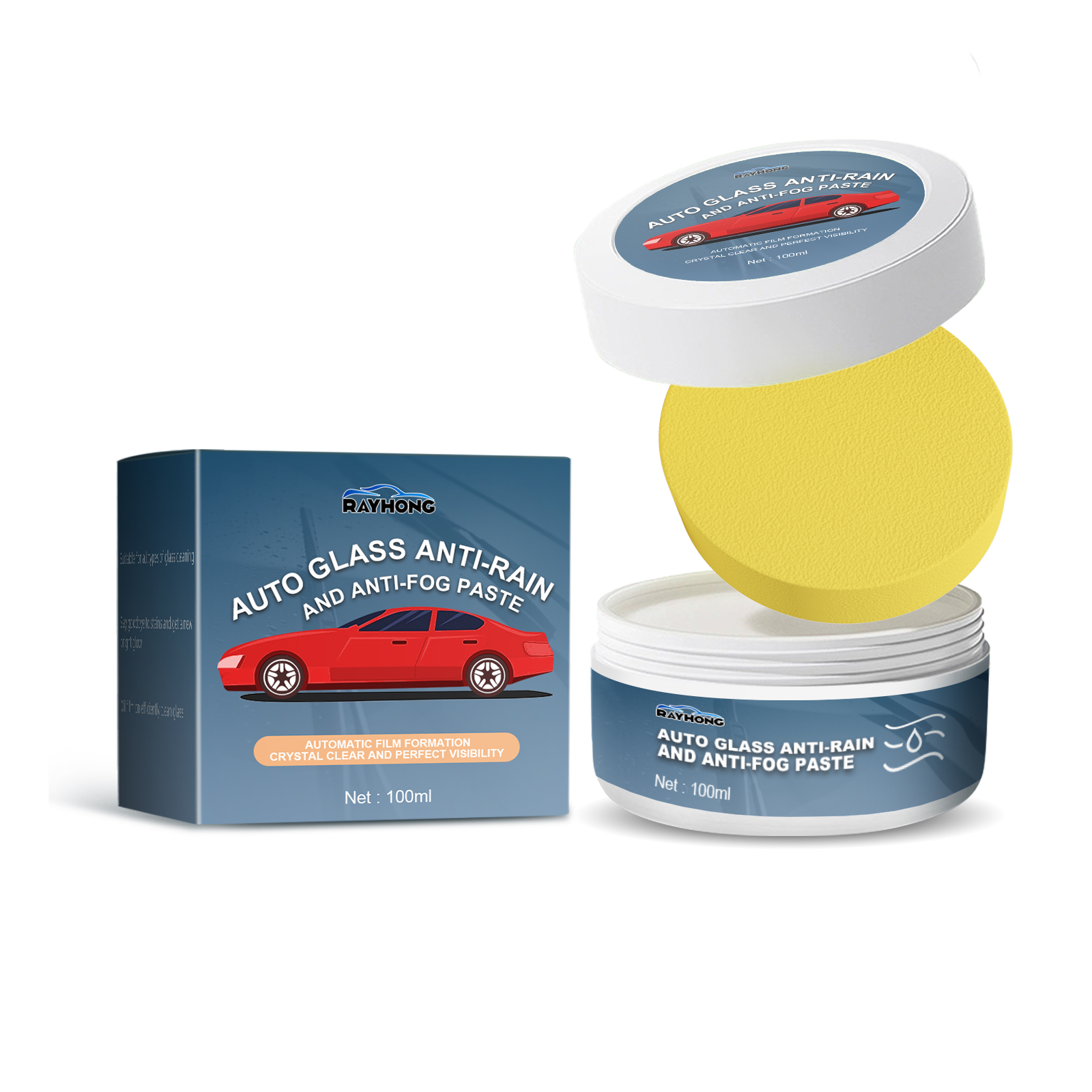 Auto glass anti-rain and anti-fog paste