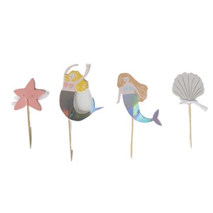 Joinhot Mermaid Cake Topper Paper Decor Birthday Party Supply For Kids 3-6 Years Non Toxic - Product Image 5