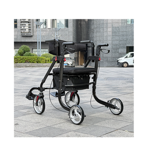 Déambulateur à quatre roues homologué CE avec siège, cadre pliable en aluminium pour un transport facile - Product Image 3